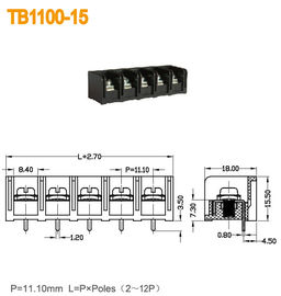 TB de puissance noire de la barrière 20A avec le lancement en laiton de 2-12 Polonais PBT 11mm