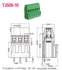 Longueur de dépouillement verte 12-26AWG de la vis 6-7mm du connecteur 300V/10A M3 de TB