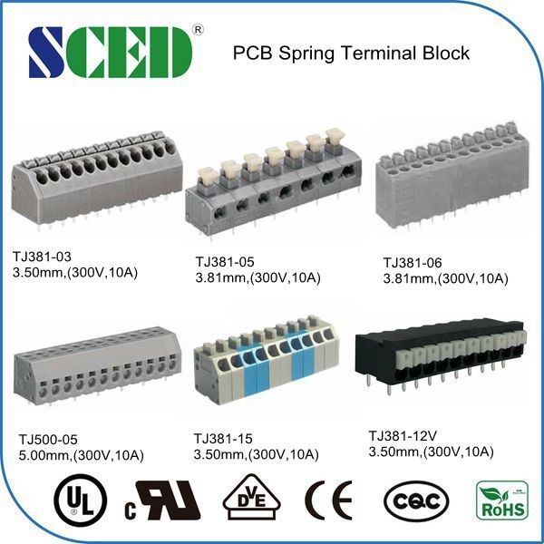TB Grey Plastic Housing Brass Pin de ressort de carte PCB de 3.50mm