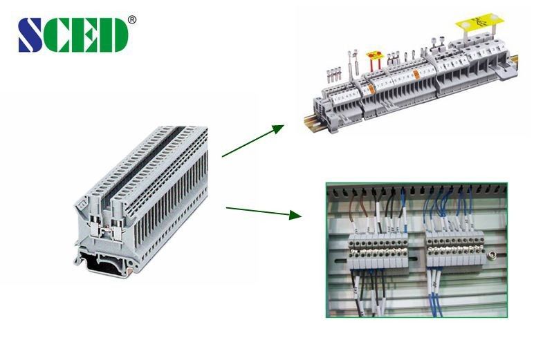 Largeur sur rail à angle droit 8.2mm de TB de l'admission 600V 50A de fil