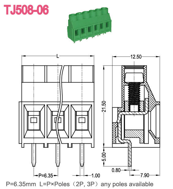 Type que l'on peut brancher des TB 300A de carte PCB de 6.35mm euro soulevant la série