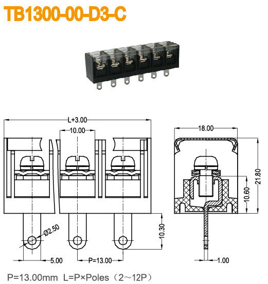 TB à haute tension de la puissance 20-8AWG avec du laiton en plastique de la couverture 40A 2-12 Polonais