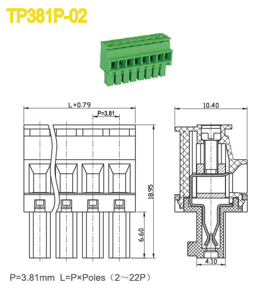 2-22 Polonais branchent le TB avec la cage en laiton de bride de prises femelles de vis de m2
