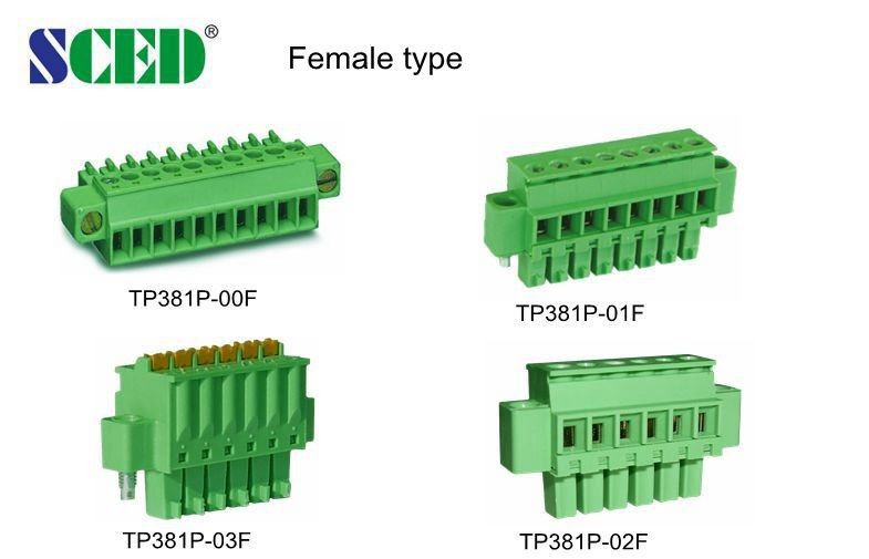 TB que l'on peut brancher de espacement vert de 3.5mm 300V/8A femelles UL94-V0