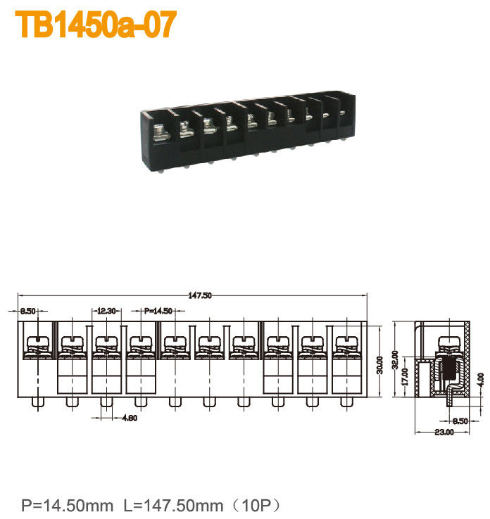 les TB de puissance de Polonais 600V 57A du TB 10 de barrière de lancement de 14.50mm noircissent