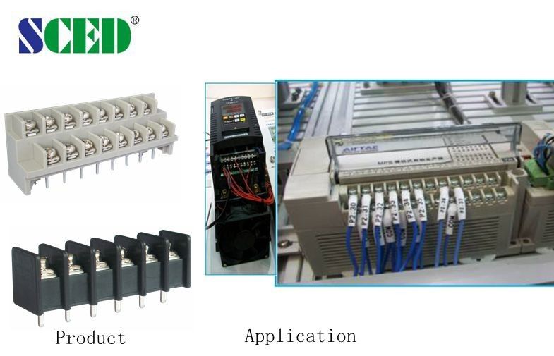 Laiton du lancement UL94-V0 de la vis 9.525mm des TB de la carte PCB 20A/300V de noir de barrière M4