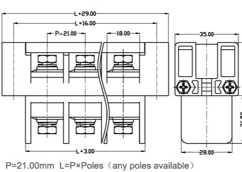 alimentation de perforation de 21mm par le TB de bâti du panneau 180A avec la couverture en plastique