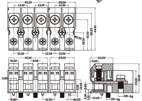 Alimentation par la perforation en laiton électrique 15mm M5 des connecteurs 85A de TB