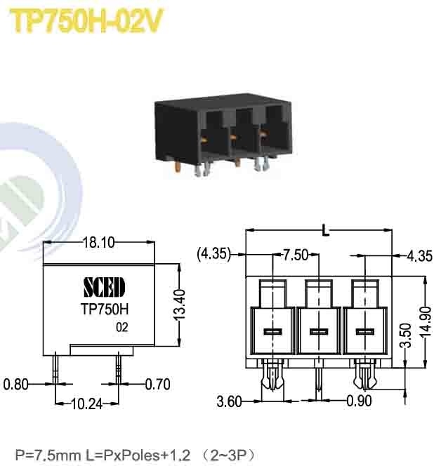 Conception flexible Bloc de borne branchable 7,5 mm 300V 32A avec borne en cuivre UL CE compétitif