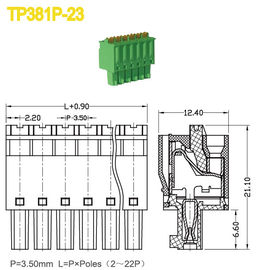 Prise de espacement verte de 3.5mm en positions femelles de TB 2-22 300V/8A